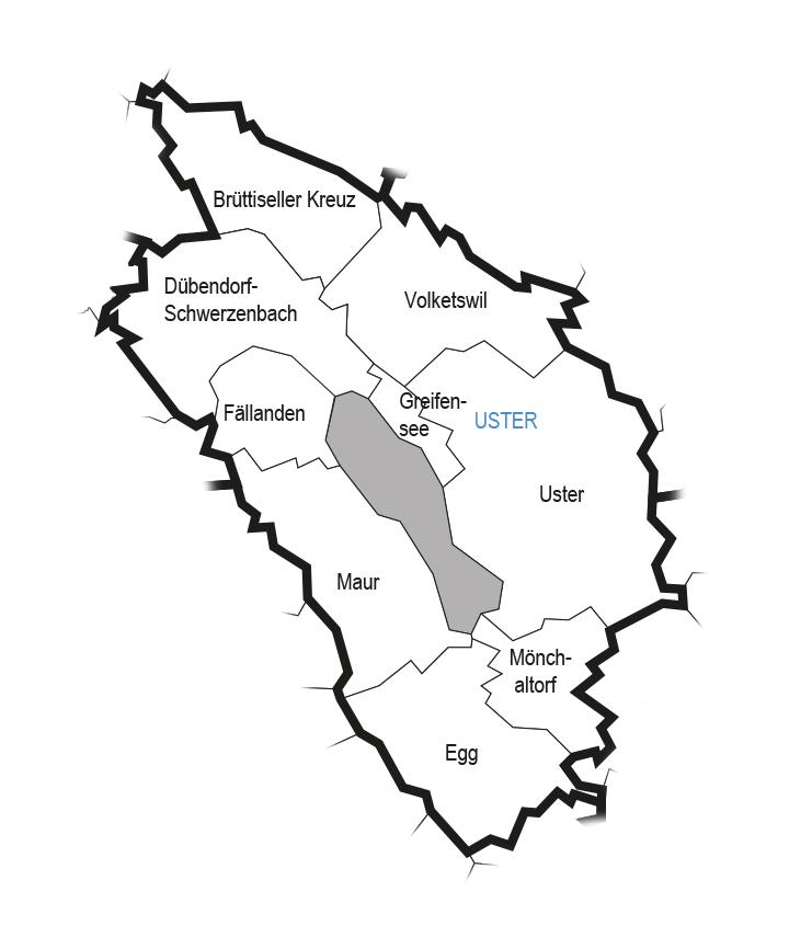 Landkarte des kirchlichen Bezirks Uster