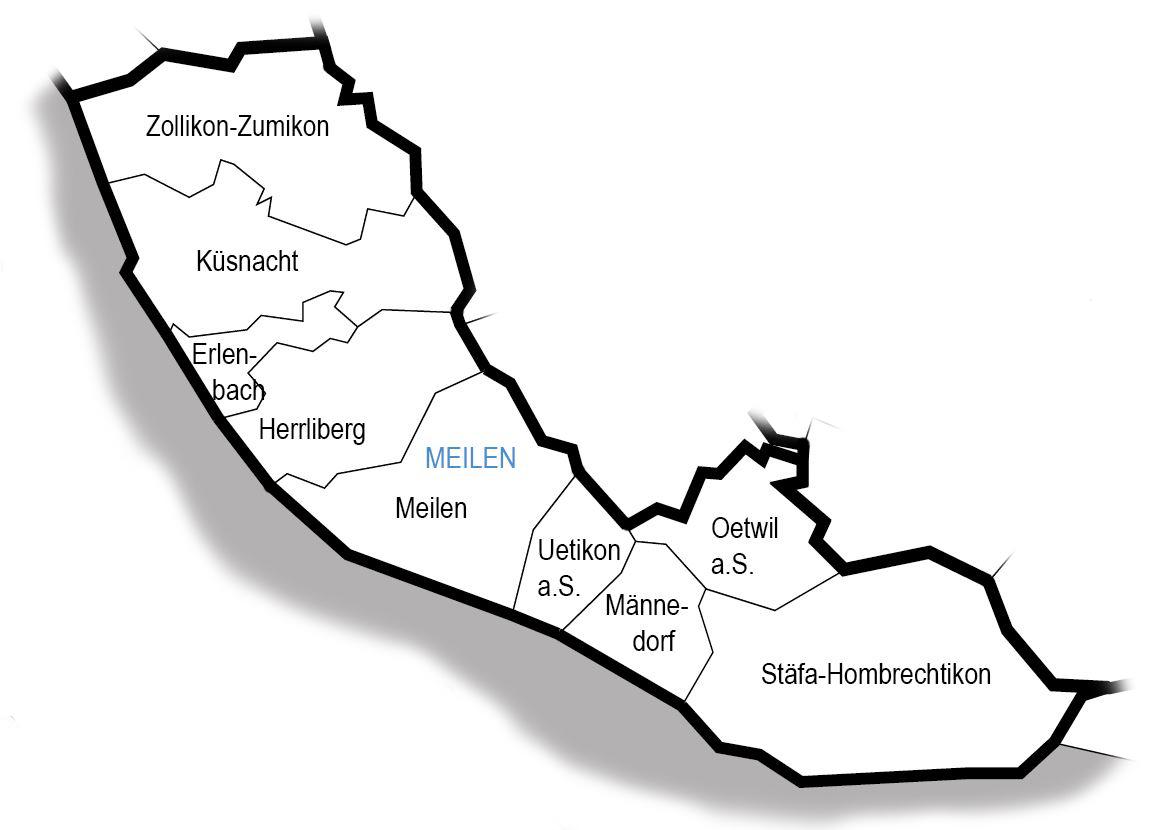 Landkarte des kirchlichen Bezirks Meilen