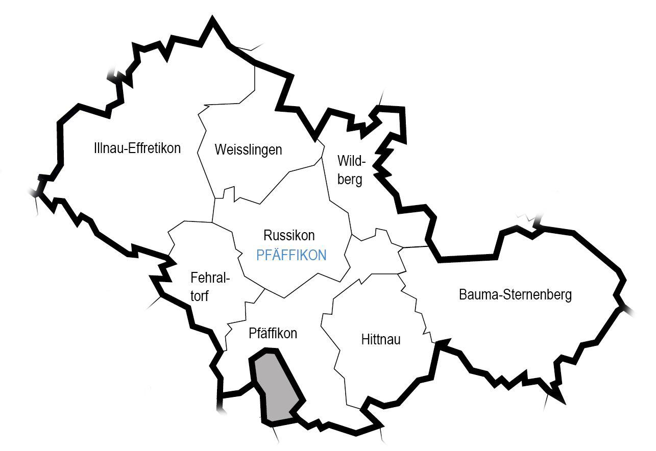 Landkarte des kirchlichen Bezirks Pfäffikon