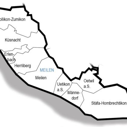 Landkarte des kirchlichen Bezirks Meilen